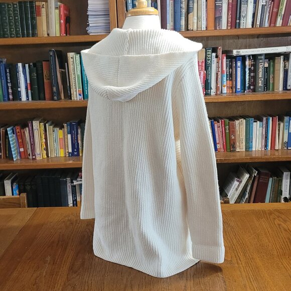 Chaps hooded cardigan with toggle buttons in cream women's size L oversized - Picture 5 of 7